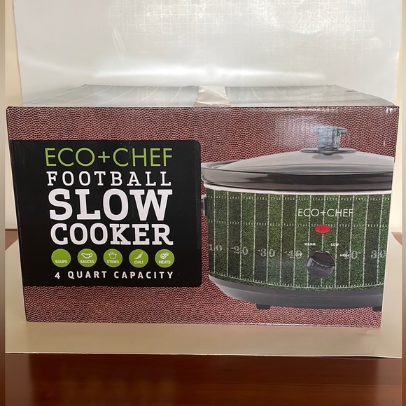 Eco+Chef Kitchen Nib Ecochef Football Slow Cooker 4 Quart Capacity